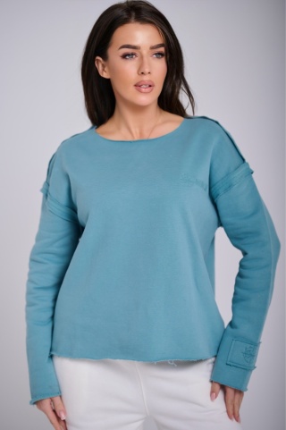Bluza Bez Kaptura Damska Morska Loose Fit Natural Side2553