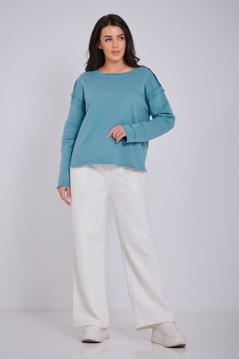 Bluza Bez Kaptura Damska Morska Loose Fit Natural Side2553