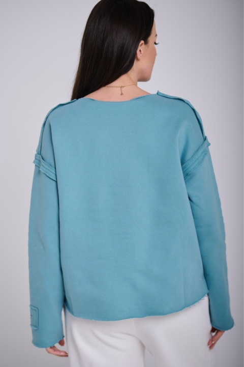 Bluza Bez Kaptura Damska Morska Loose Fit Natural Side2553