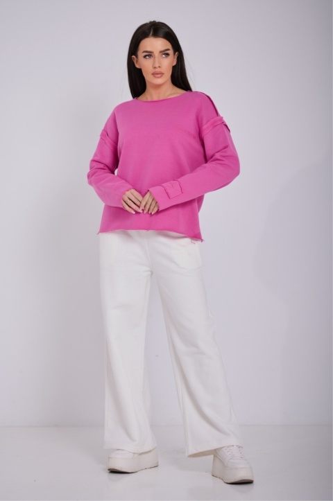 Bluza Bez Kaptura Różowa Damska Loose Fit Natural Side NS2553