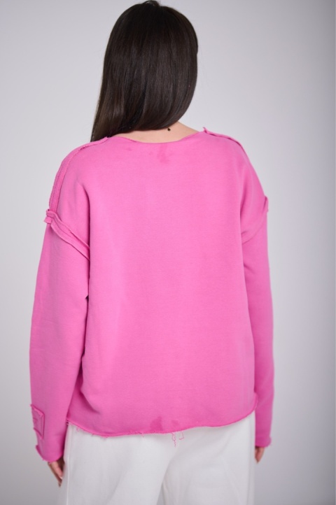 Bluza Bez Kaptura Różowa Damska Loose Fit Natural Side NS2553