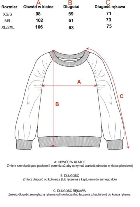 Bluza Damska Bez Kaptura Czerwona Natural Side NS26124