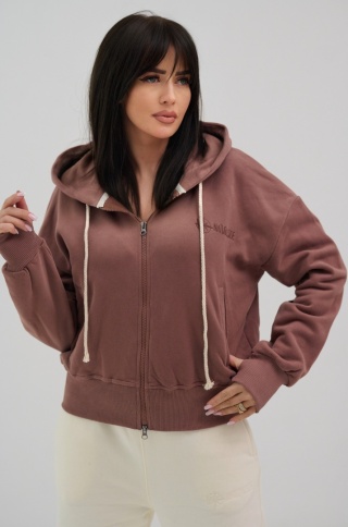 Bluza Rozpinana Damska Z Kapturem Brazowa Natural Side NS26103