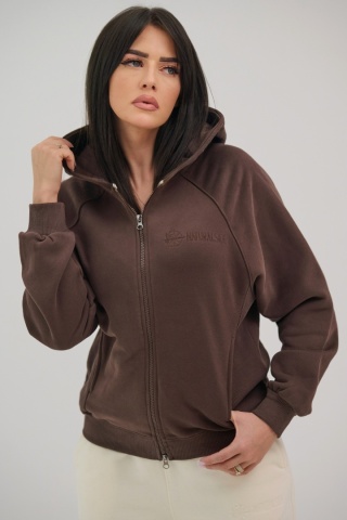 Bluza Rozpinana Damska Z Kapturem Brązowa Natural Side NS26122