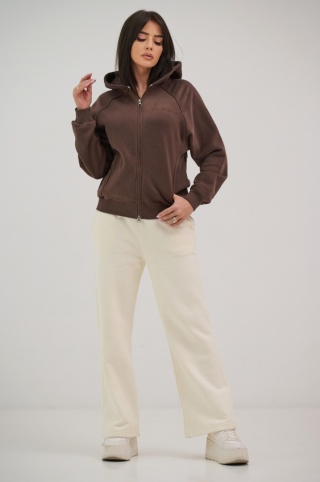 Bluza Rozpinana Damska Z Kapturem Brązowa Natural Side NS26122