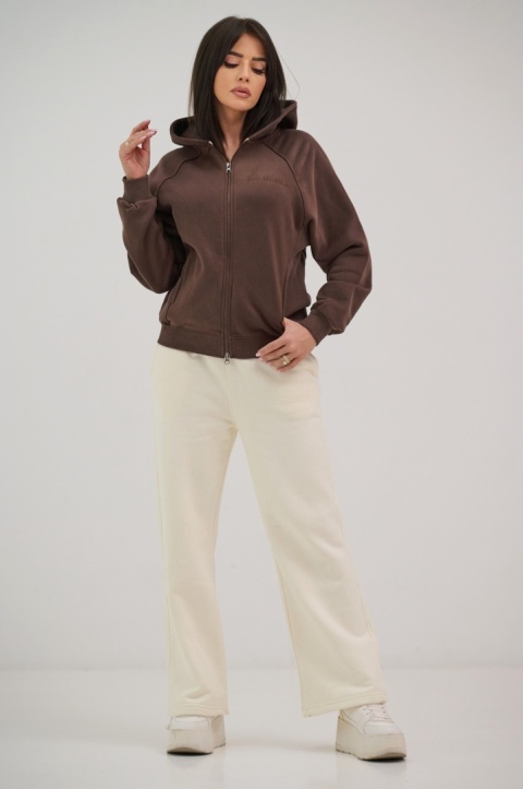 Bluza Rozpinana Damska Z Kapturem Brązowa Natural Side NS26122