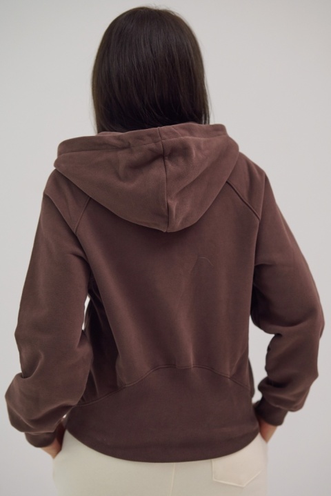Bluza Rozpinana Damska Z Kapturem Brązowa Natural Side NS26122