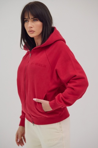 Bluza Rozpinana Damska Z Kapturem Czerwona Natural Side NS26122