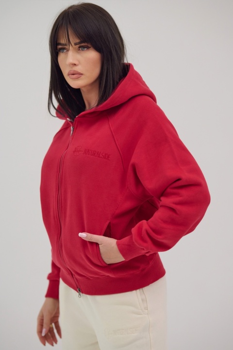 Bluza Rozpinana Damska Z Kapturem Czerwona Natural Side NS26122
