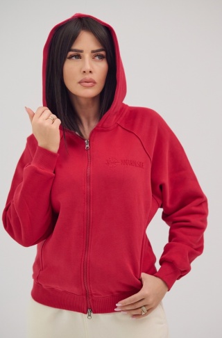 Bluza Rozpinana Damska Z Kapturem Czerwona Natural Side NS26122