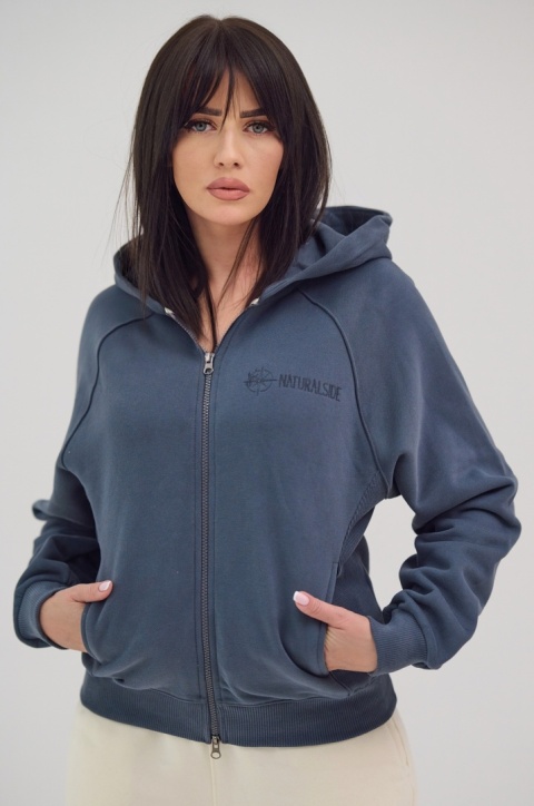 Bluza Rozpinana Damska Z kapturem Grafitowa Natural Side NS26122