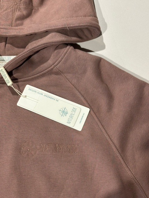Bluza Z Kapturem Damska Beżowa Natural Side Basic Logo NS2587