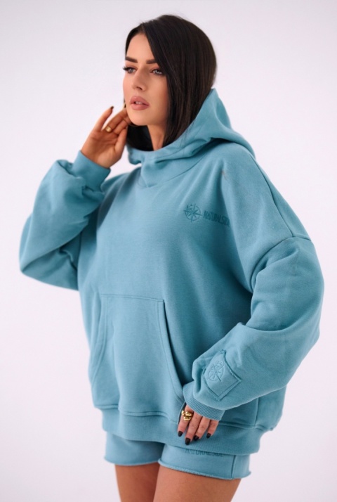 Bluza Z Kapturem Oversize Damska Morska Natural Side NS2554
