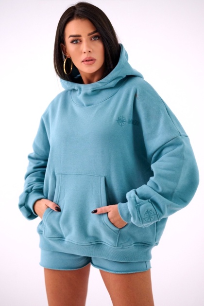 Bluza Z Kapturem Oversize Damska Morska Natural Side NS2554