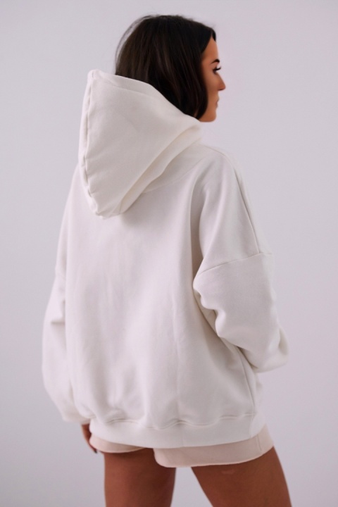 Bluza Z Kapturem Oversize Damska Biała Natural Side NS2554