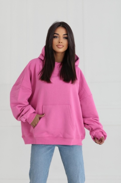 Bluza Z Kapturem Oversize Damska Różowa Natural Side NS2554