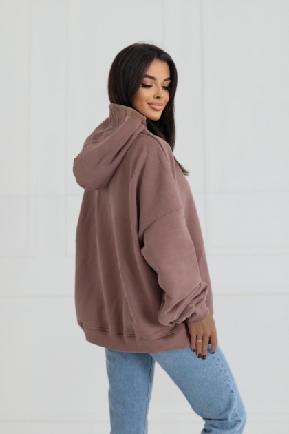 Bluza Z Kapturem Oversize Damska Brązowa Natural Side NS2554