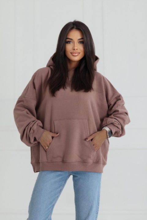 Bluza Z Kapturem Oversize Damska Brązowa Natural Side NS2554