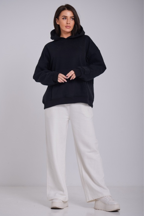 Bluza Z Kapturem Oversize Damska Czarna Natural Side Basic Logo NS2547