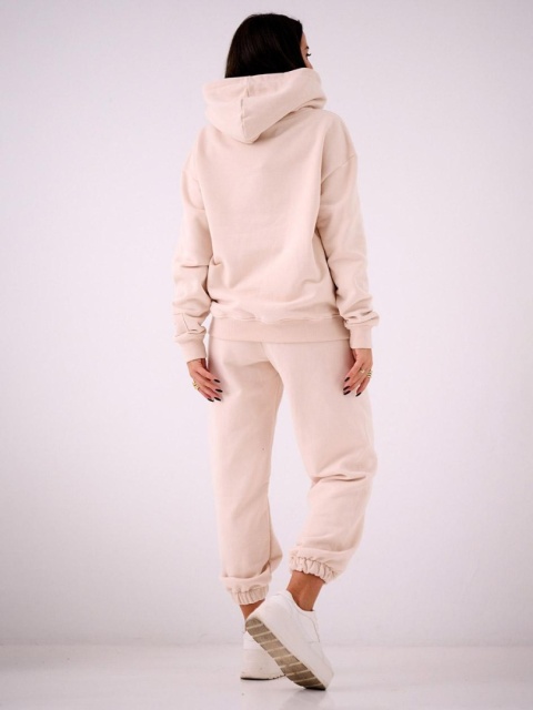 Bluza Z Kapturem Oversize Damska Beżowa Natural Side Basic Logo NS2583