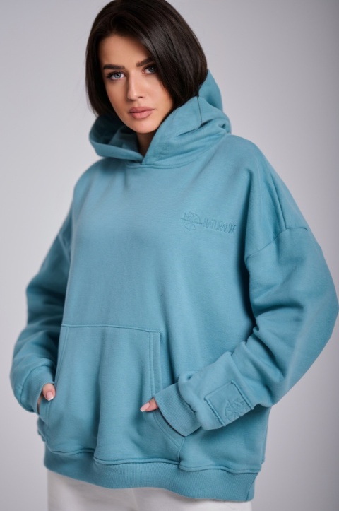 Bluza Z Kapturem Oversize Damska Granatowa Natural Side Basic Logo NS2547