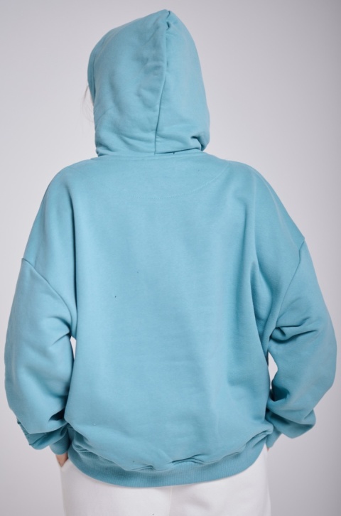 Bluza Z Kapturem Oversize Damska Granatowa Natural Side Basic Logo NS2547