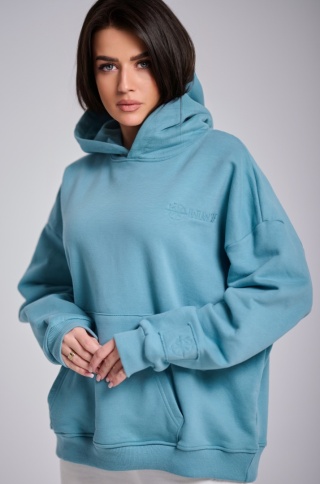 Bluza Z Kapturem Oversize Damska Granatowa Natural Side Basic Logo NS2547