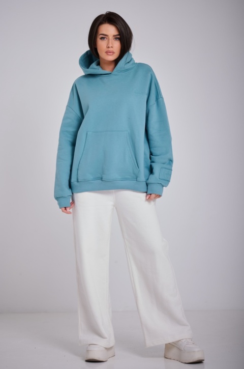 Bluza Z Kapturem Oversize Damska Granatowa Natural Side Basic Logo NS2547