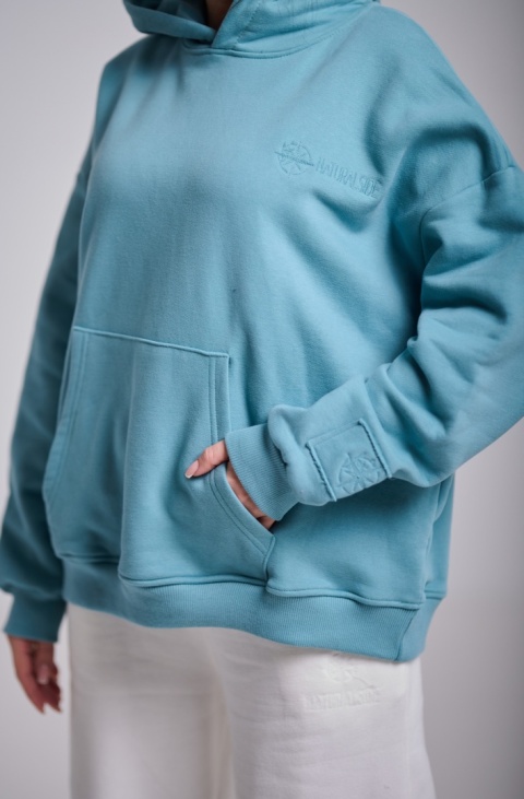 Bluza Z Kapturem Oversize Damska Granatowa Natural Side Basic Logo NS2547