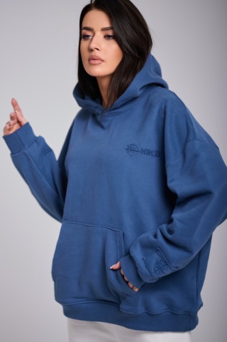 Bluza Z Kapturem Oversize Damska Morska Natural Side Basic Logo NS2547