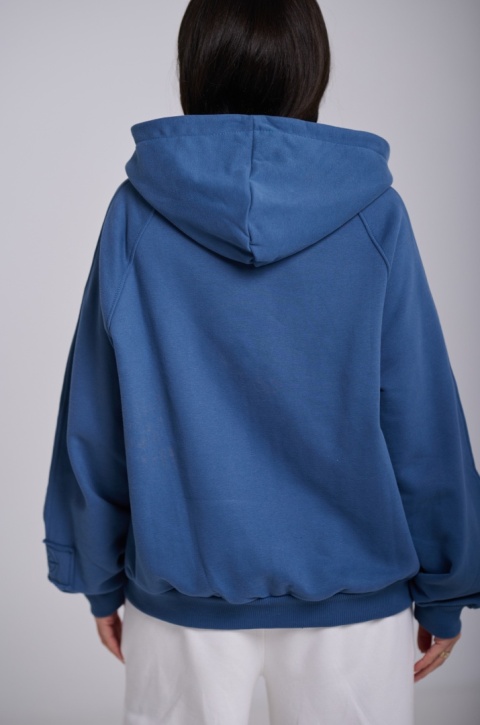 Bluza Z Kapturem Oversize Damska Morska Natural Side Basic Logo NS2547