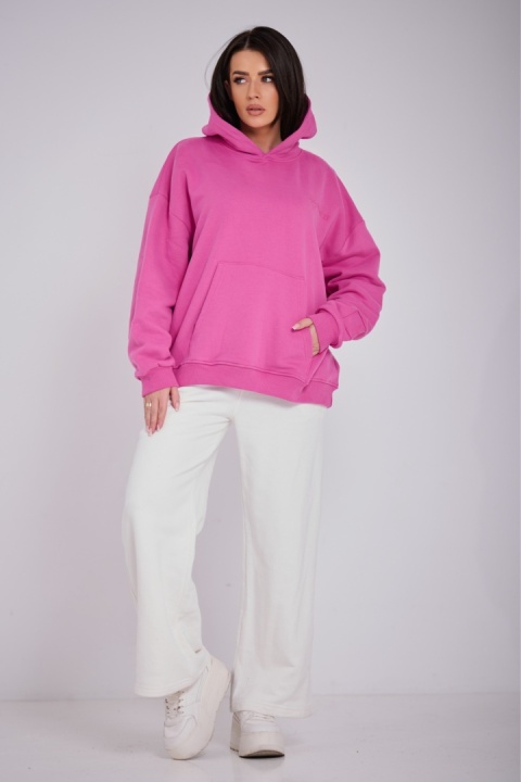 Bluza Z Kapturem Oversize Damska Różowa Natural Side Basic Logo NS2547