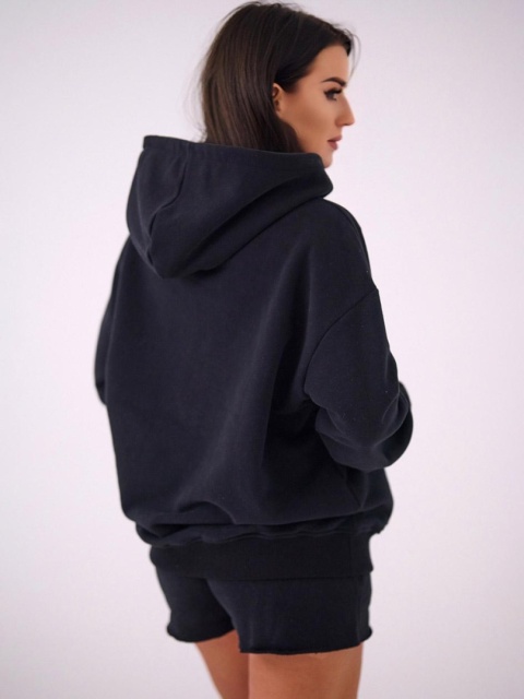 Bluza Z Kapturem Oversize Damska Czarna Natural Side Basic Logo NS2583