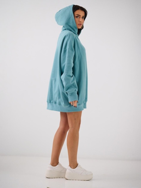 Bluza Z Kapturem Super Oversize Damska Zielona Natural Side Haft Logo NS2551