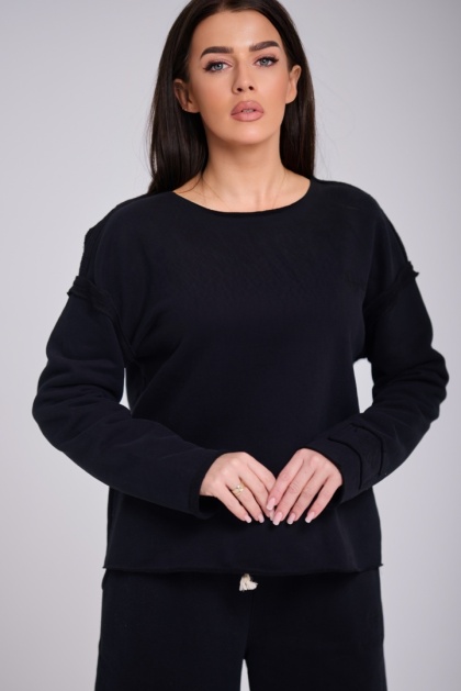 Bluza bez kaptura Czarna Damska Loose Fit Natural Side NS2553