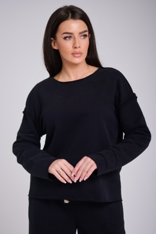 Bluza bez kaptura Czarna Damska Loose Fit Natural Side NS2553