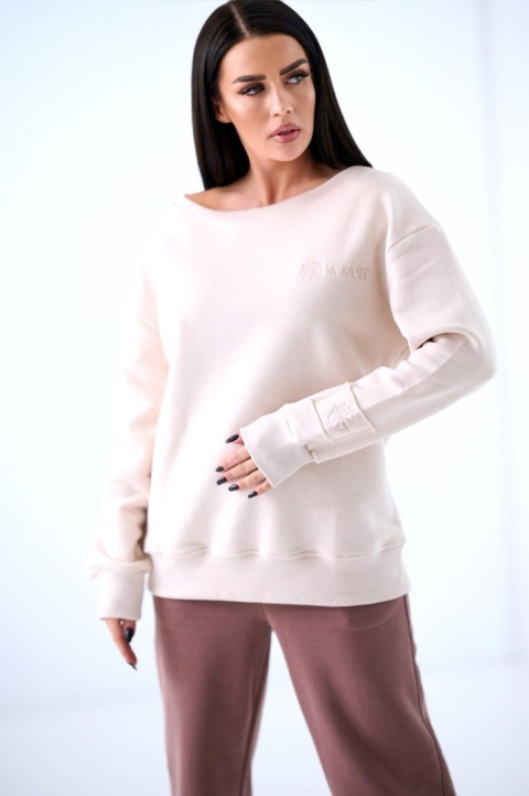 Bluza bez kaptura Loose Fit Natural Side beżowa NS2567