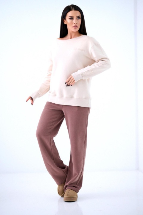 Bluza bez kaptura Loose Fit Natural Side beżowa NS2567