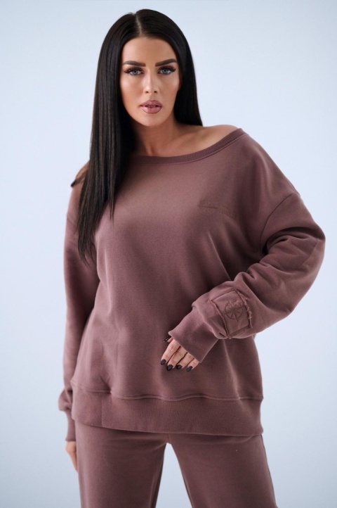 Bluza bez kaptura Loose Fit Natural Side brązowa NS2567