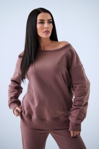 Bluza bez kaptura Loose Fit Natural Side brązowa NS2567