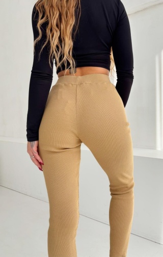 Damskie Legginsy Z Wysokim Stanem Ciemno Beżowy Natural Side NS2585-1
