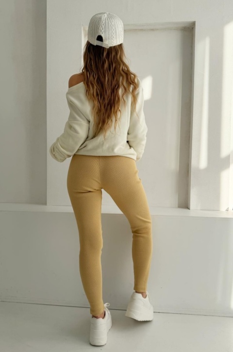 Damskie Legginsy Z Wysokim Stanem Ciemno Beżowy Natural Side NS2585-1