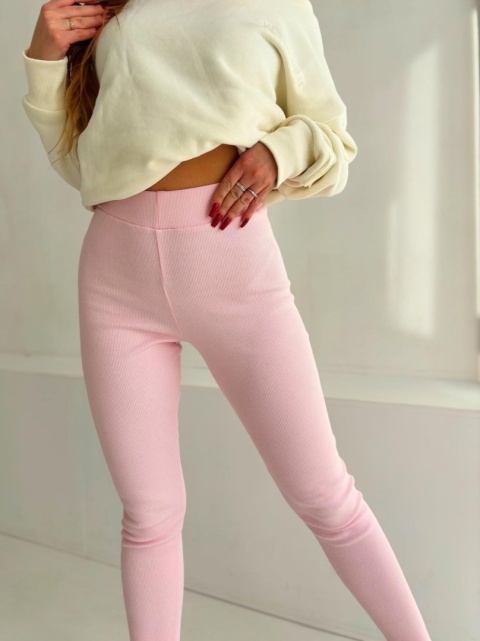 Damskie Legginsy Z Wysokim Stanem Jasno Różowe Natural Side NS2585-1