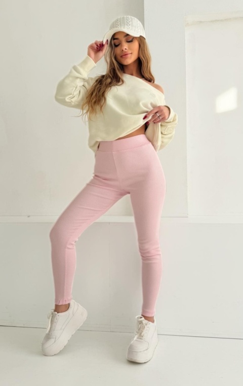 Damskie Legginsy Z Wysokim Stanem Jasno Różowe Natural Side NS2585-1