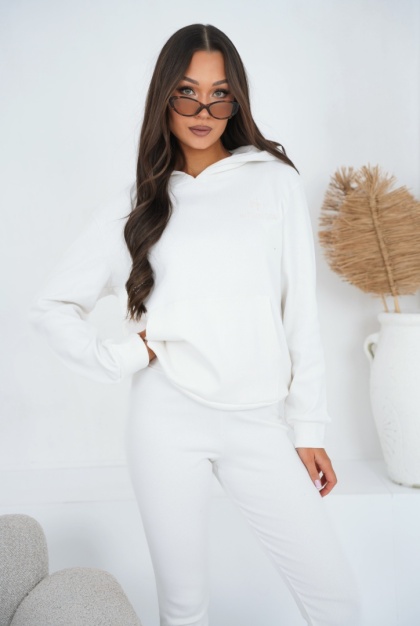 Komplet Prążkowany Damski Biały Natural Side NS2585
