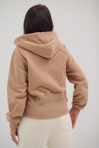 Bluza Rozpinana Damska Z Kapturem Ciemno Beżowa Natural Side NS26122