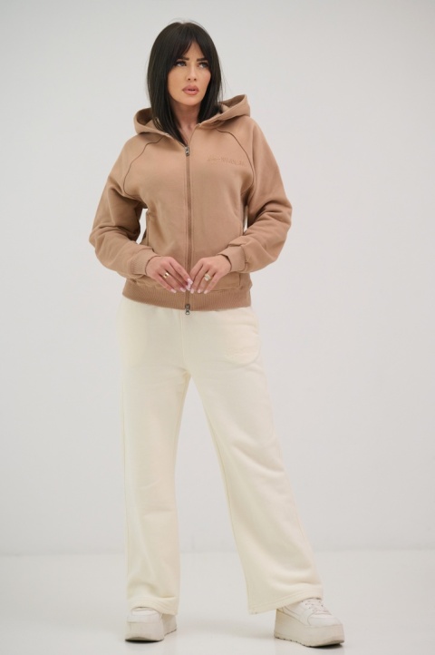 Bluza Rozpinana Damska Z Kapturem Ciemno Beżowa Natural Side NS26122