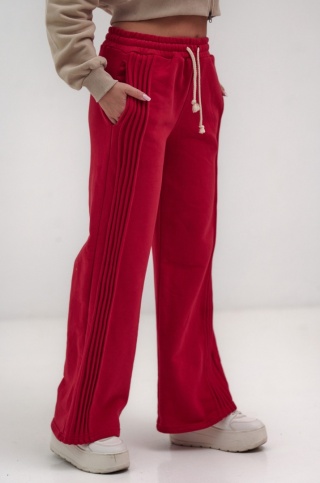 Spodnie Dresowe Damskie Czerwone Natural Side Leg Seams NS2557-2