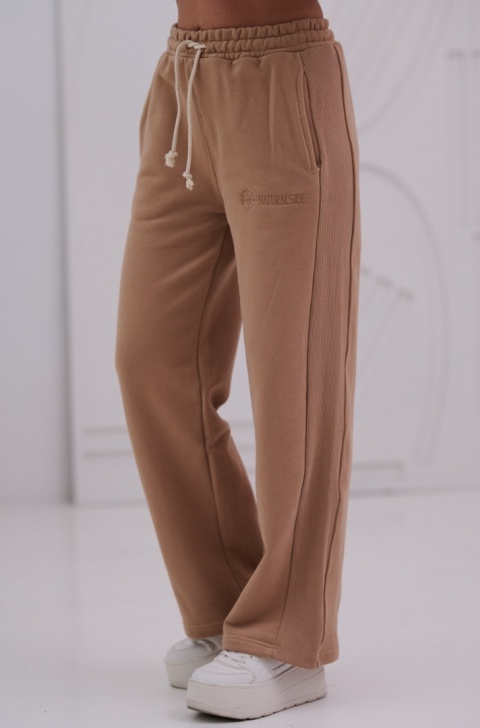 Spodnie Dresowe Damskie Ciemno Beżowe Natural Side NS26126