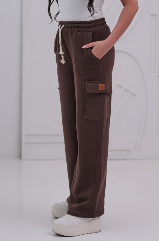 Spodnie Dresowe Damskie Brązowe Natural Side NS26125